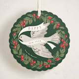 "Dove Wreath" - Holiday Ornament Cards in Evergreen by Everett Paper Goods - Front