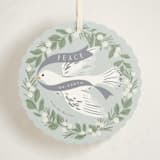 "Dove Wreath" - Holiday Ornament Cards in Ice by Everett Paper Goods - Front