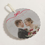 "Bow Tied" - Holiday Ornament Cards in Cardinal by Kaydi Bishop - Detail