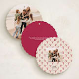 "Scalloped Holly" - Holiday Ornament Cards in Cranberry by Teju Reval - Back of Card Options