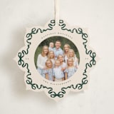 "Bow Ornament" - Holiday Ornament Cards in Pine Needle by Jenna Holcomb - Front