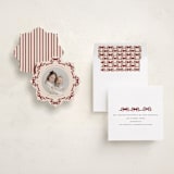 "Bow Ornament" - Holiday Ornament Cards in Cranberry by Jenna Holcomb - Assembled
