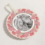 "Joyful Wreath" - Holiday Ornament Cards in Blueberry Peach by Katrina Marquet - Detail