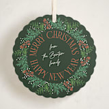 "Wreath Greens" - Holiday Ornament Cards in Evergreen by Alethea and Ruth - Front