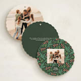 "Wreath Greens" - Holiday Ornament Cards in Evergreen by Alethea and Ruth - Back of Card Options
