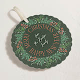 "Wreath Greens" - Holiday Ornament Cards in Evergreen by Alethea and Ruth - Detail