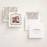 "Garland Border" - Foil-Pressed Holiday Photo Mount Cards in Mint by Alethea and Ruth - Assembled