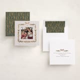 "Garland Border" - Foil-Pressed Holiday Photo Mount Cards in Champagne by Alethea and Ruth - Assembled