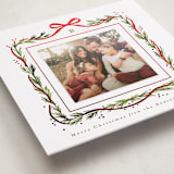 "Garland Border" - Foil-Pressed Holiday Photo Mount Cards in Mint by Alethea and Ruth - Premium Photo Paper Mounted on Card