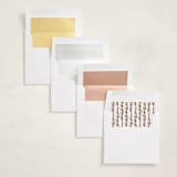 "Garland Border" - Foil-Pressed Holiday Photo Mount Cards in Mint by Alethea and Ruth - Envelope Liner Options