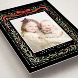 "Festive Ribbon & Fir" - Foil-Pressed Holiday Photo Mount Cards in Midnight by Hannah Williams - Premium Photo Paper Mounted on Card