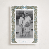 "Garland Frame" - Foil-Pressed Holiday Photo Mount Cards in Frost by Leah Bisch - Front
