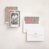 "Garland Frame" - Foil-Pressed Holiday Photo Mount Cards in Holly Berry by Leah Bisch - Assembled