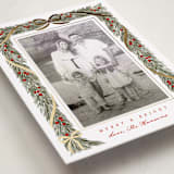 "Garland Frame" - Foil-Pressed Holiday Photo Mount Cards in Holly Berry by Leah Bisch - Premium Photo Paper Mounted on Card