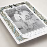"Garland Frame" - Foil-Pressed Holiday Photo Mount Cards in Frost by Leah Bisch - Premium Photo Paper Mounted on Card