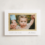 "Coquille" - Foil-Pressed Holiday Photo Mount Cards in Snow by Kaydi Bishop - Front