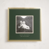 "Christmas Keepsake" - Foil-Pressed Holiday Photo Mount Cards in Pine by Robert and Stella - Front