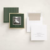 "Christmas Keepsake" - Foil-Pressed Holiday Photo Mount Cards in Pine by Robert and Stella - Assembled