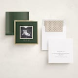 "Christmas Keepsake" - Foil-Pressed Holiday Photo Mount Cards in Pine by Robert and Stella - Assembled