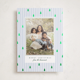 "Stripe Trees" - Foil-Pressed Holiday Photo Mount Cards in Glacier by Everett Paper Goods - Front