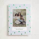 "Stripe Trees" - Foil-Pressed Holiday Photo Mount Cards in Glacier by Everett Paper Goods - Front