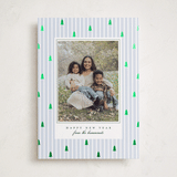 "Stripe Trees" - Foil-Pressed Holiday Photo Mount Cards in Glacier by Everett Paper Goods - Front