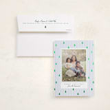 "Stripe Trees" - Foil-Pressed Holiday Photo Mount Cards in Glacier by Everett Paper Goods - Card with Envelope