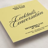 "Cocktails and Convos" - Party Invitations in Butter by Inkblot Design - Detail