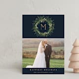 "Greenery Wreath" - Holiday Cards in Twilight by Susan Moyal - Front