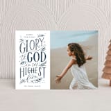 "Glory to God Letters" - Holiday Cards in Denim by Alethea and Ruth - Front