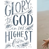 "Glory to God Letters" - Holiday Cards in Denim by Alethea and Ruth - Detail