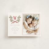 "Holly Monogram" - Holiday Cards in Holly Berry by Wildfield Paper Co - Front