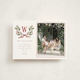"Holly Monogram" - Holiday Cards in Holly Berry by Wildfield Paper Co - Front