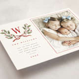 "Holly Monogram" - Holiday Cards in Holly Berry by Wildfield Paper Co - Detail