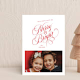 "Brightest Merry" - Holiday Cards in Santa Suit by Ellis - Front