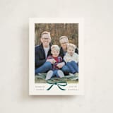 "Crimson Bow" - Holiday Cards in Blue Velvet by Olivia Kanaley Inman - Front