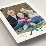 "Crimson Bow" - Holiday Cards in Blue Velvet by Olivia Kanaley Inman - Detail