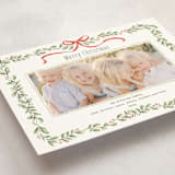"Holly Garland and Bow" - Holiday Cards in Candy Cane by Paula Pecevich - Detail