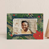 "Poinsettia and Pen" - Holiday Cards in Pine Needle by Annie Montgomery - Front
