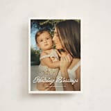 "Scripted Greeting" - Holiday Cards in Snow by Devika Keskar - Front