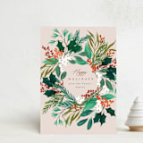 "Foliage Wreath" - Holiday Cards in Buttercream by Alethea and Ruth - Front