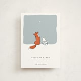 "Peace on Earth fox and rabbit" - Holiday Cards in Frost by Diane Pearse - Front