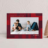 "Retro Plaid" - Holiday Cards in Wine by Simona Camp - Front