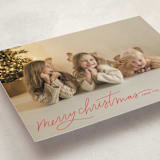 "Merry Christmas Script" - Holiday Cards in Holly Berry by Kristen Magee - Detail