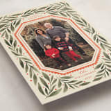 "Botanical Scallop Frame" - Holiday Cards in Wintergreen by Kristen Magee - Detail