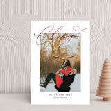 "Love and Cheers" - Holiday Cards in Poinsettia by Angellia Stefanie - Front