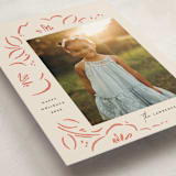 "Sketched Florals" - Holiday Cards in Berry by Griffinbell Paper Co. - Detail