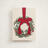 "Big Bow" - Holiday Cards in Holly Berry by Leah Bisch - Front