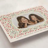 "Festive Folk Frame" - Holiday Cards in Cranberry by Paper Sun Studio - Detail