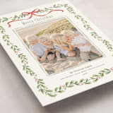 "Holly Garland and Bow" - Holiday Cards in Candy Cane by Paula Pecevich - Detail